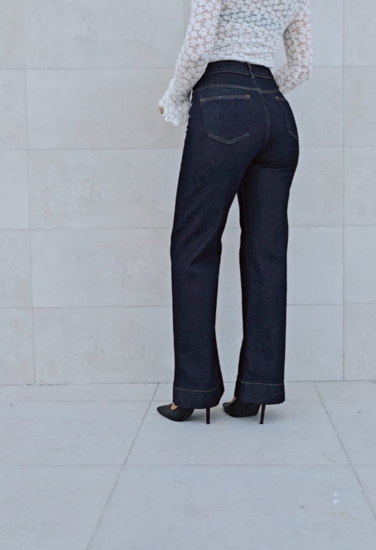 Jeans a palazzo lavaggio scuro