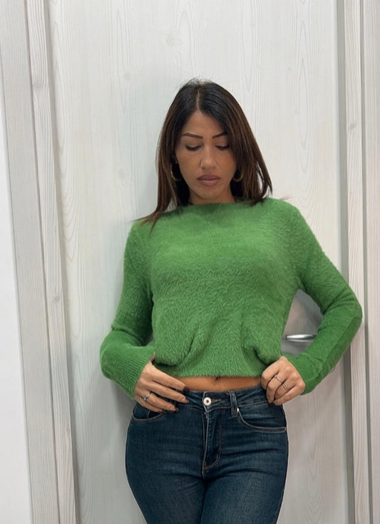 Maglia crop con tasche (pellicciata)
