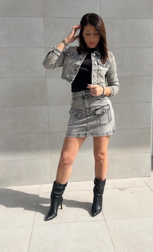 Completo in denim GREY