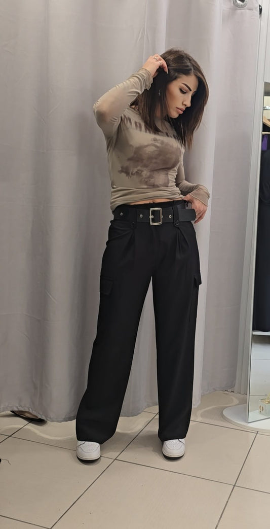 Pantalone cargo con cintura