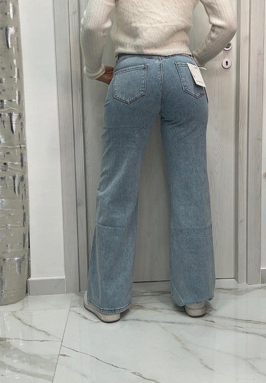 Jeans a palazzo lavaggio chiaro