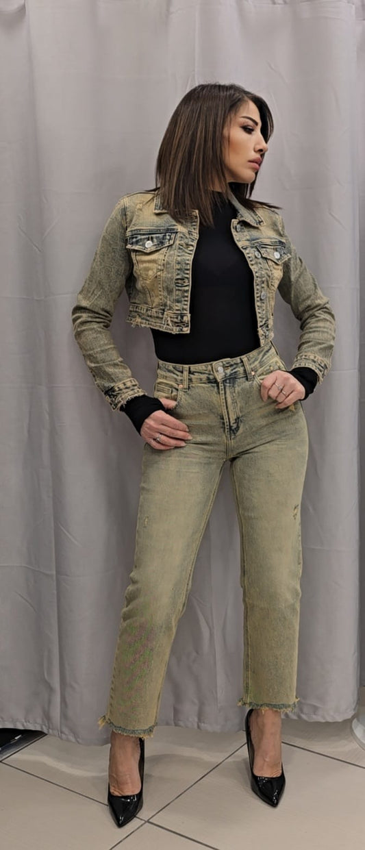 Completo jeans sabbiato
