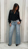Jeans a palazzo con cintura