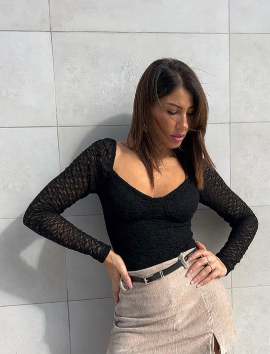 Body in pizzo con coppe