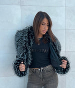 Giubbotto ecopelle con pellicciotto