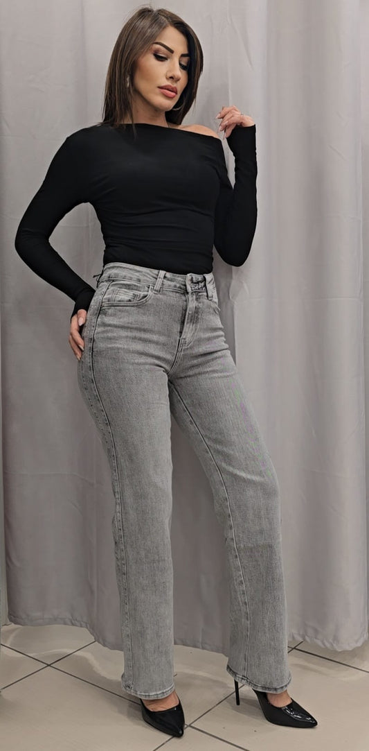 Jeans a sigaretta con dettagli brillantini ai lati
