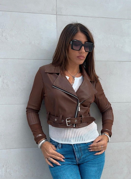 Giacchetta ecopelle e tulle