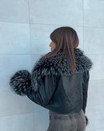 Giubbotto ecopelle con pellicciotto