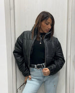 Giubbotto crop ecopelle