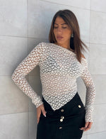 Maglia monospalla in pizzo